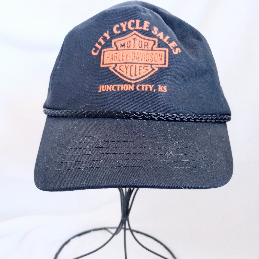 80s Harley Davidson City Cycle Sales Retro Hat Vintage Snap Back Biker Cap Rare